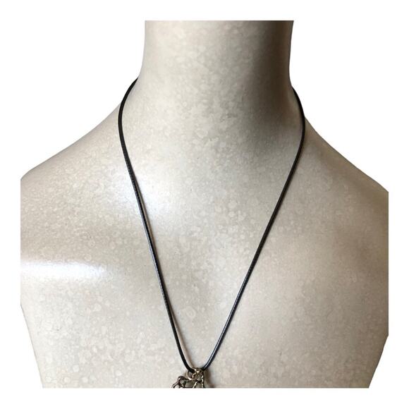 Boho Chic Minimalist Faux Gold Coated Black String Outline Pendant Necklace - Picture 6 of 10